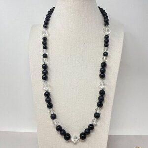 Carol Dauplaise Vintage Necklace Black Beaded Long Length Numbered‎